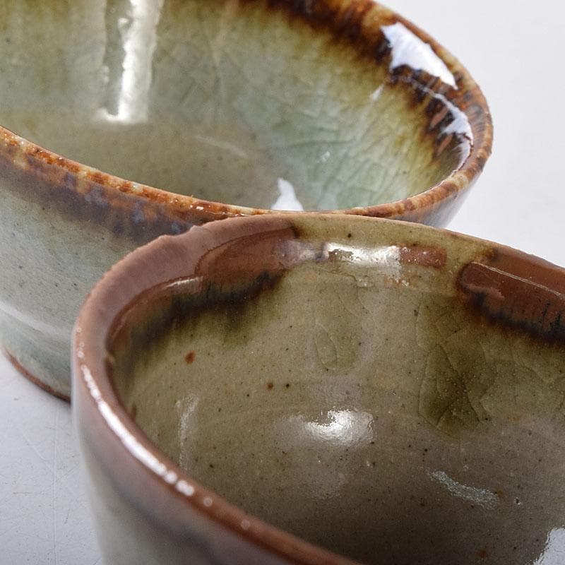 唐津焼　朝鮮唐津　煎茶碗　五客　時代箱　V　R8779