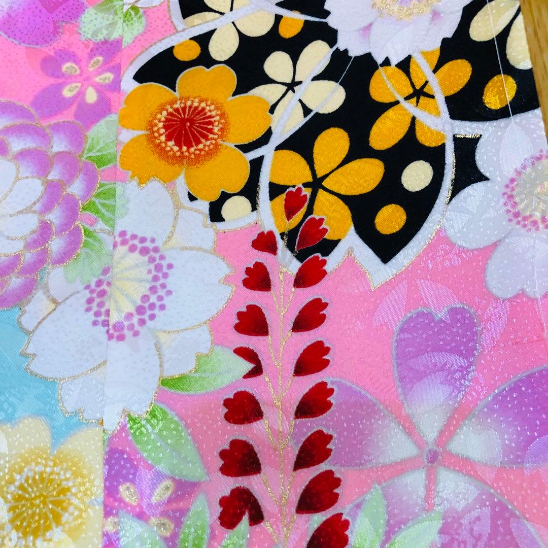 七五三七歳❣️四つ身着物未使用⭐︎薄ピンク花々金彩煌びやか絢爛⭐︎完全フルセット銘品