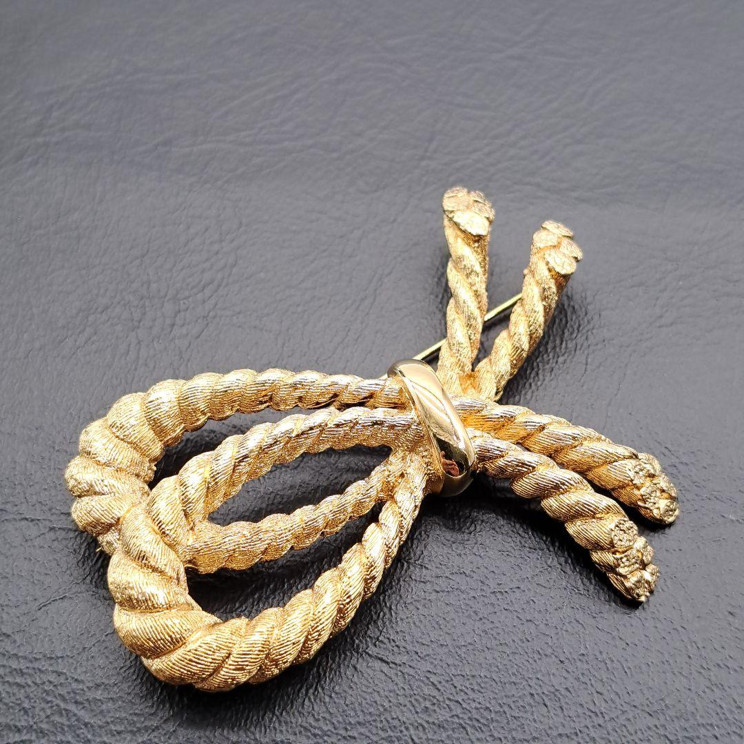 Dior ディオール ブローチ ゴールド リボン ツイスト 刻印有