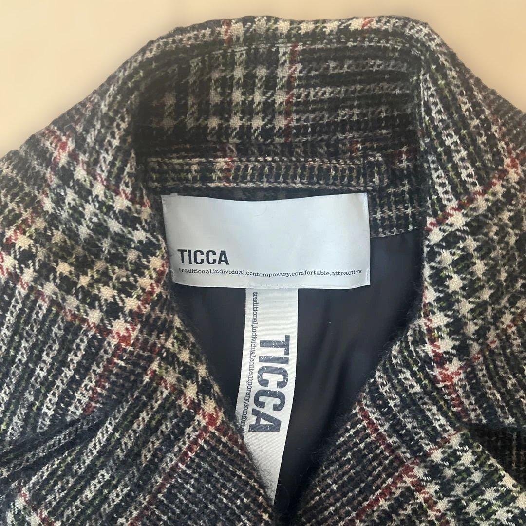 TICCA チェック柄 ダブルコート　チェスターコート