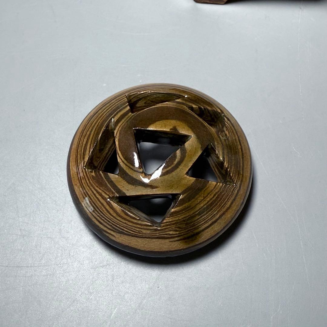 萩焼　陶芸作家　大和努　作　萩練込香炉　共箱　共布　栞　未使用品　茶道具　保男