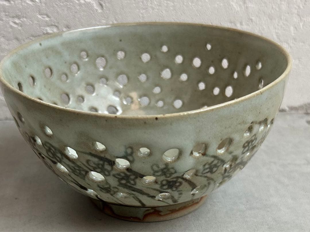 美品 未使用 村田森さん　魯山人写し　山吹透彫鉢