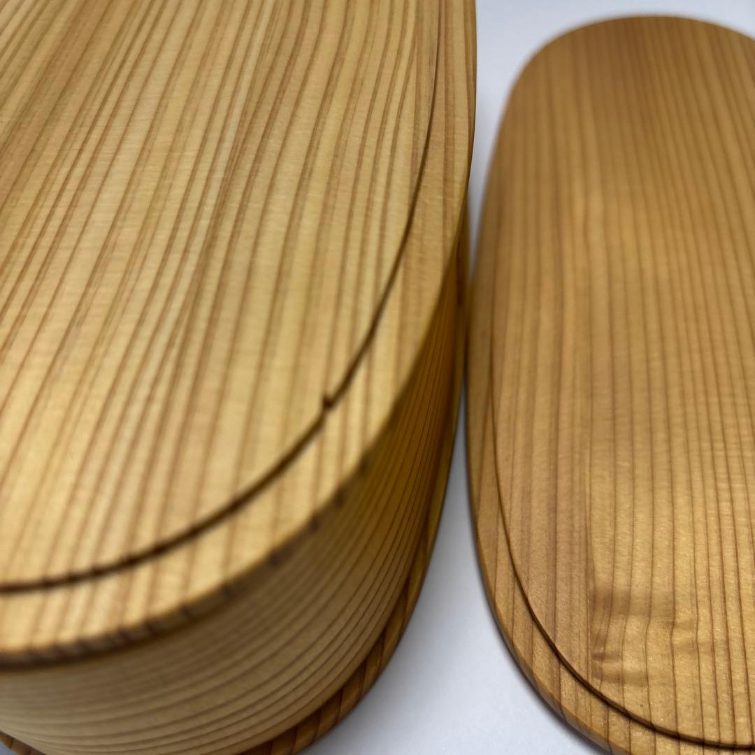 日本製 大館曲げわっぱ やぐら弁当 二段　と　曲物カップ　スプーン付セット未使用