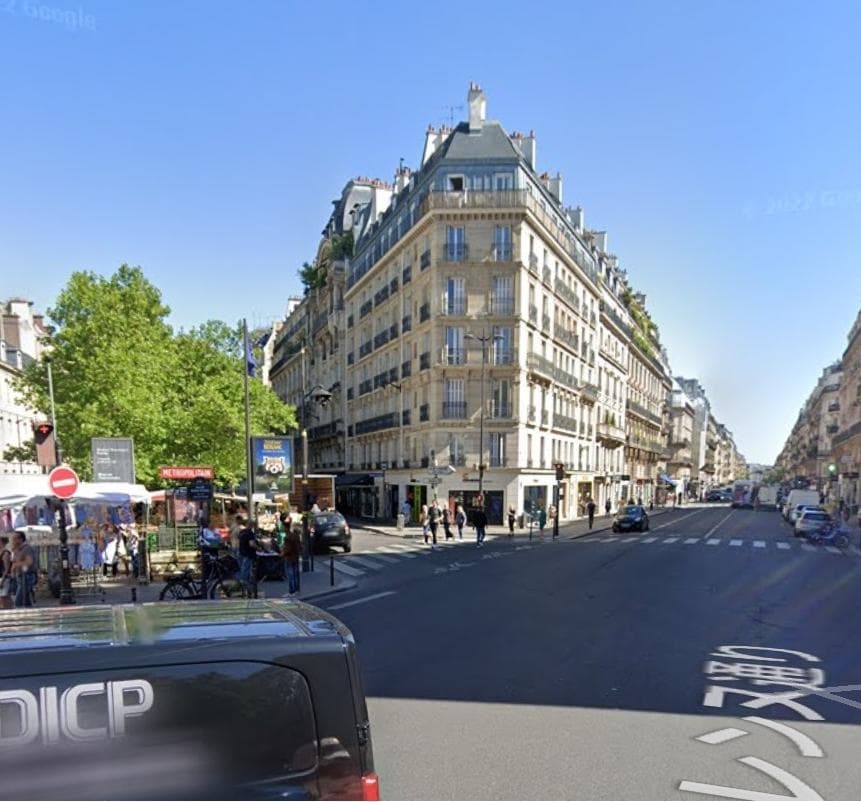 森本計一 パリ ラスパイユ 朝市の立つ通り パステル画 フランス 風景画 絵画