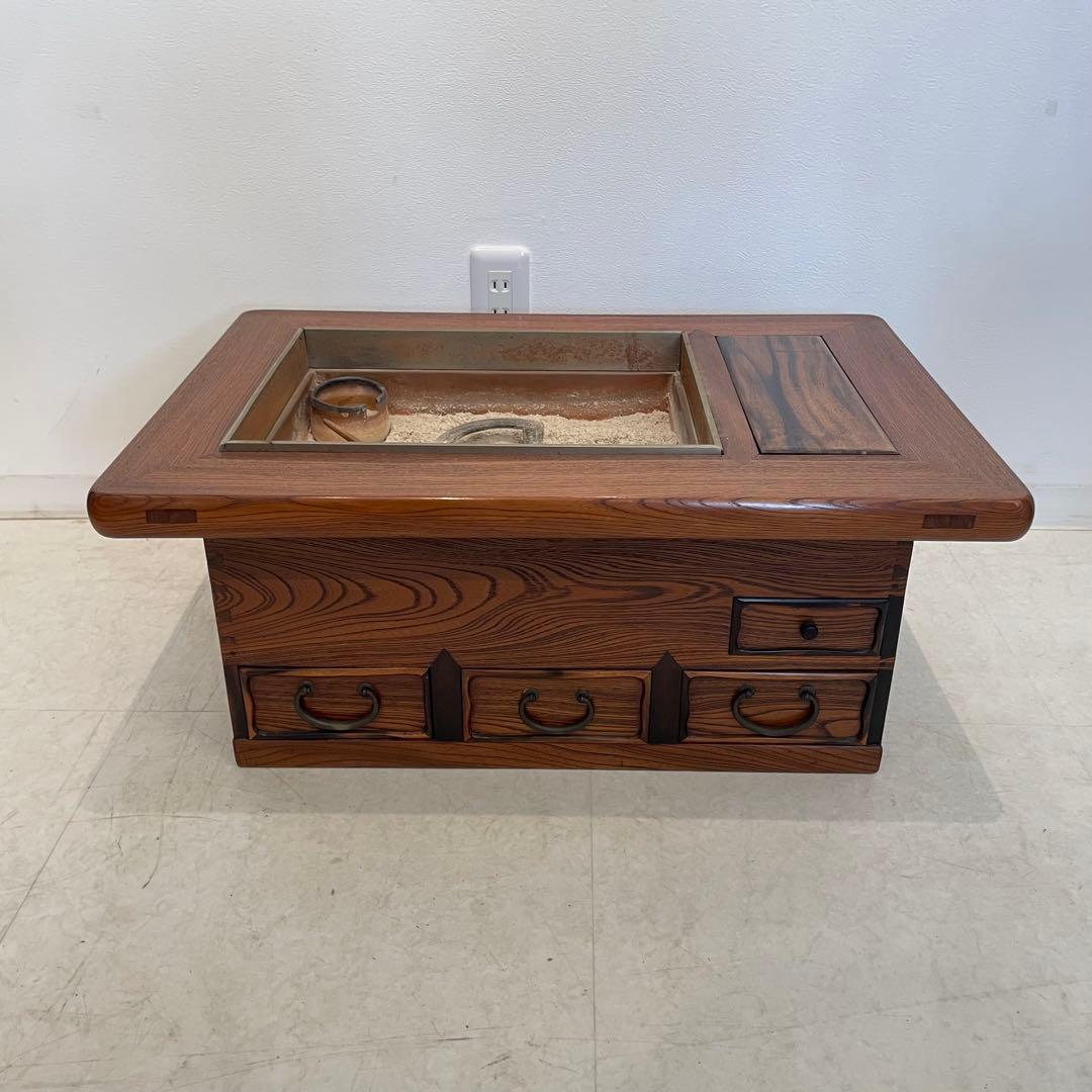 長火鉢 箱火鉢 小型 囲炉裏 木製 アンティーク