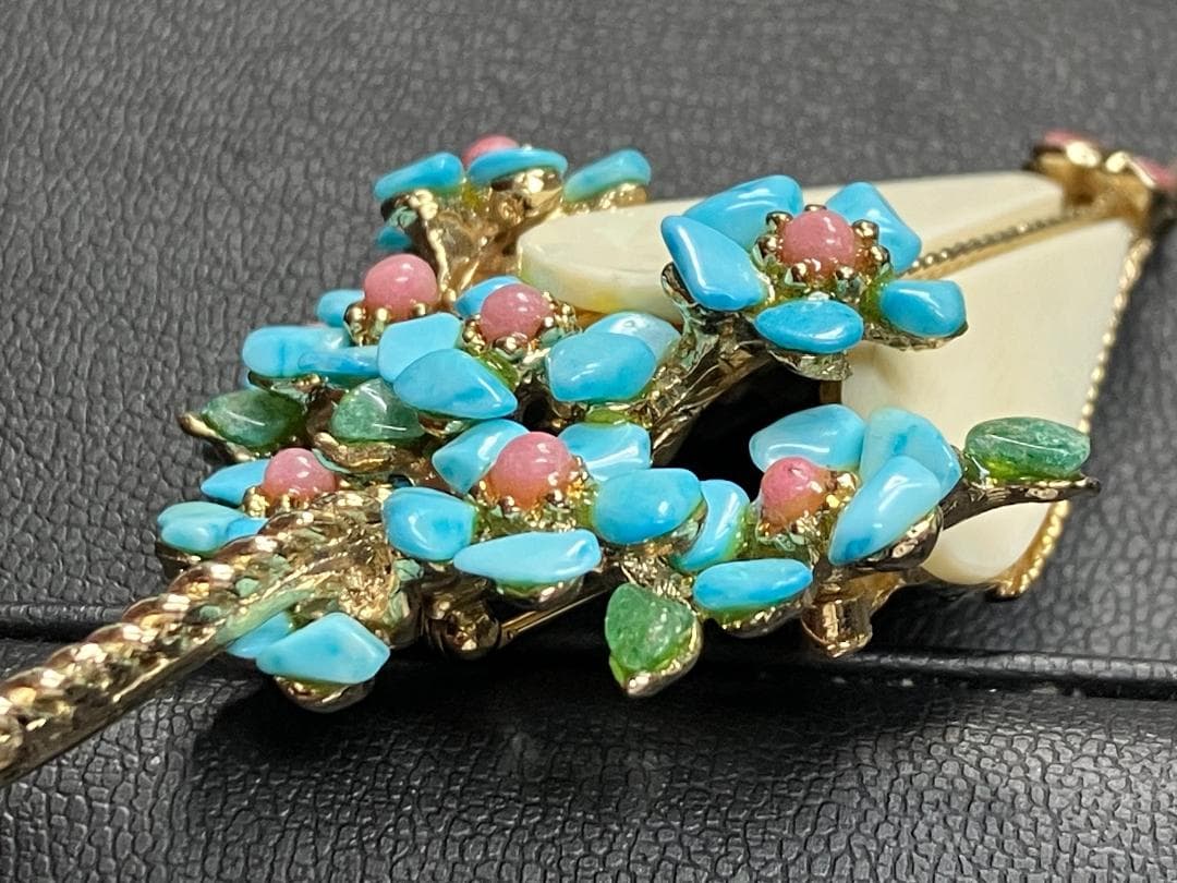 ヴィンテージ　スワボダ　Swoboda　ブローチ　傘　アンブレラ　フラワー