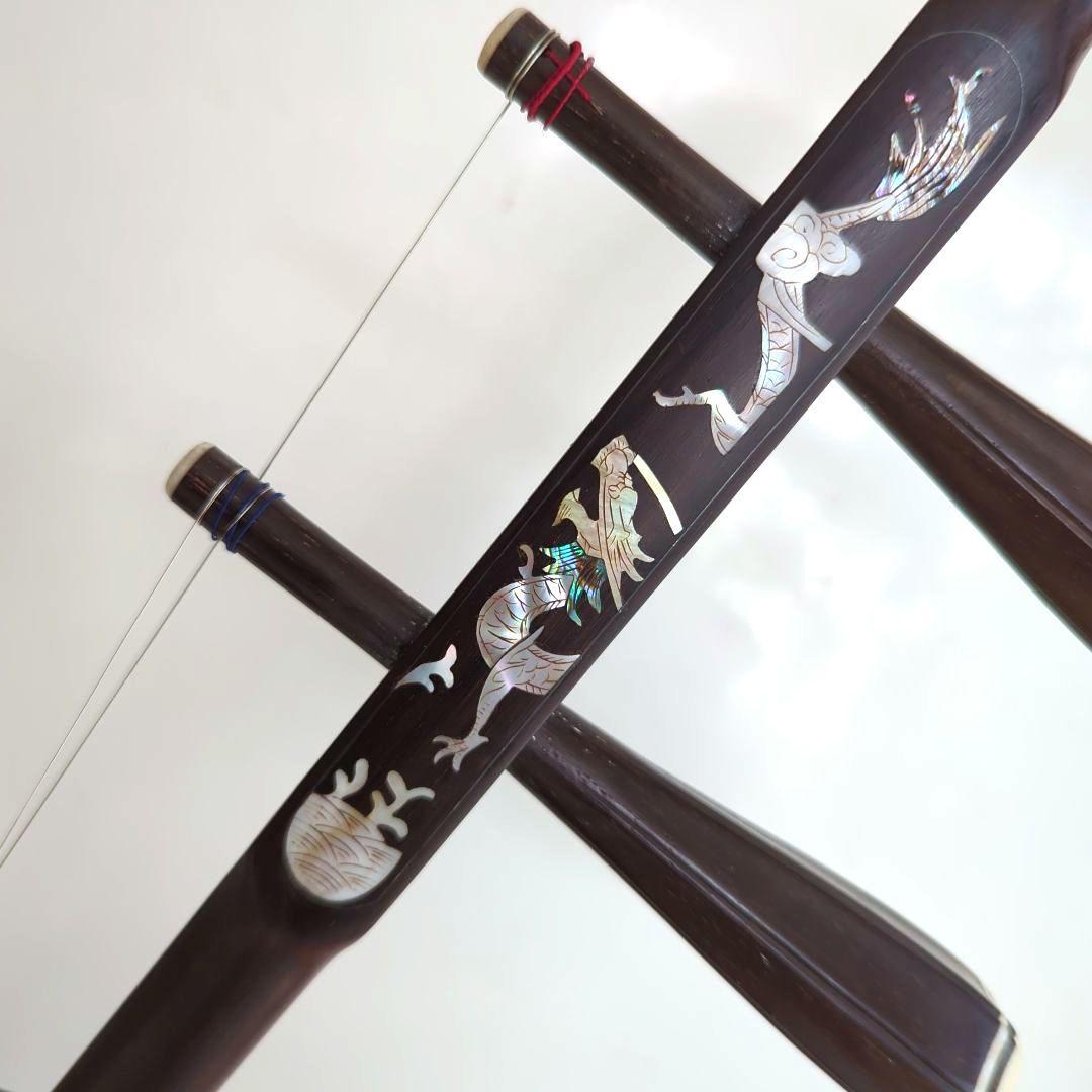 胡涵柔製作 未使用 最上級 明清老紅木 龍、鳳凰螺鈿 湾頭二胡2