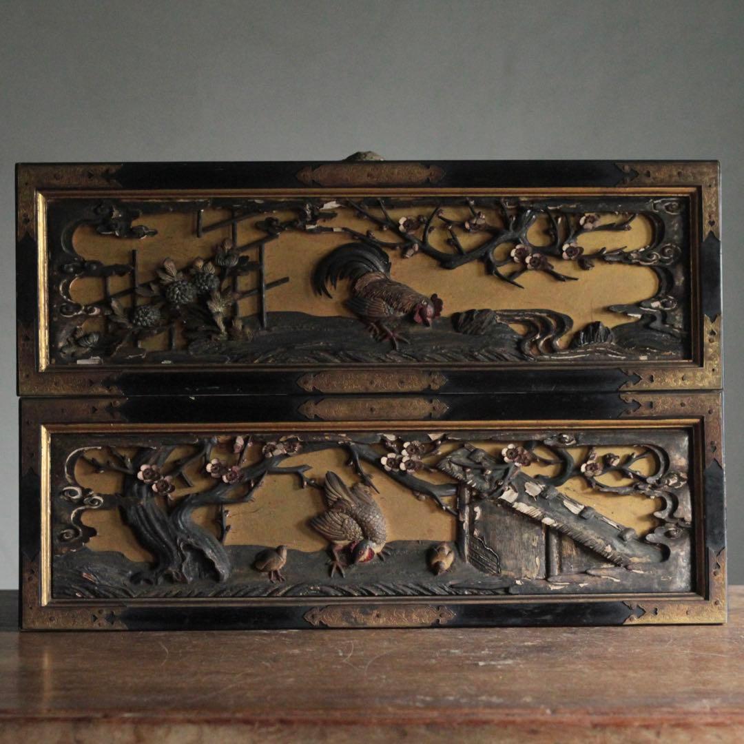 細密工芸 木彫 袋戸？ 芝山蒔絵 古美術 古道具 アンティーク