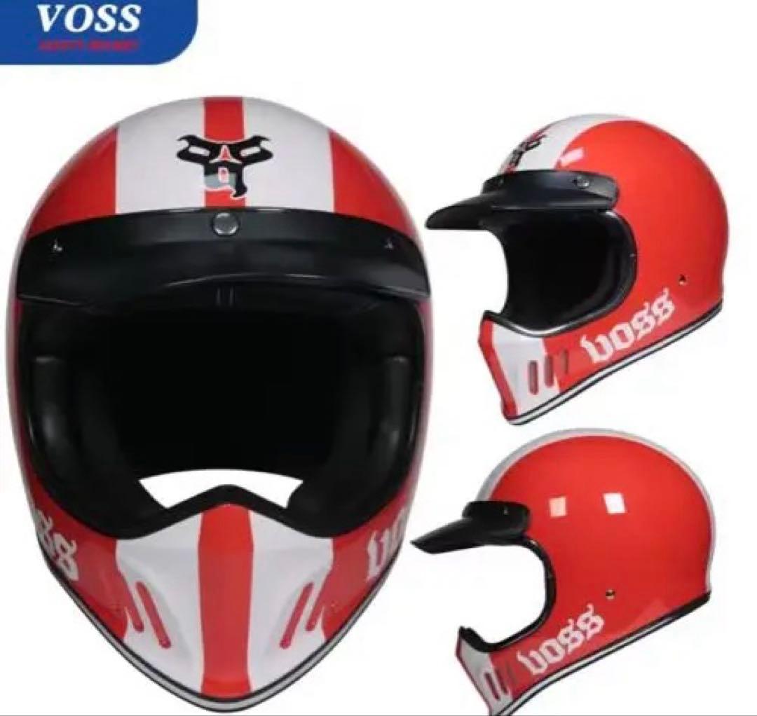 【極美品】Voss フルフェイス ヘルメット　レッド　専用ゴーグル付き