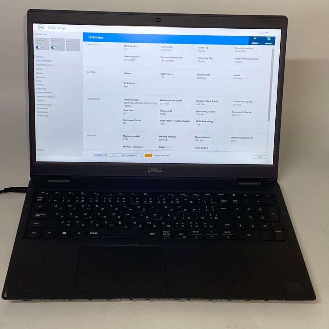 【ジャンク】DELL Latitude 3510 第10世代 i5 ケース無し