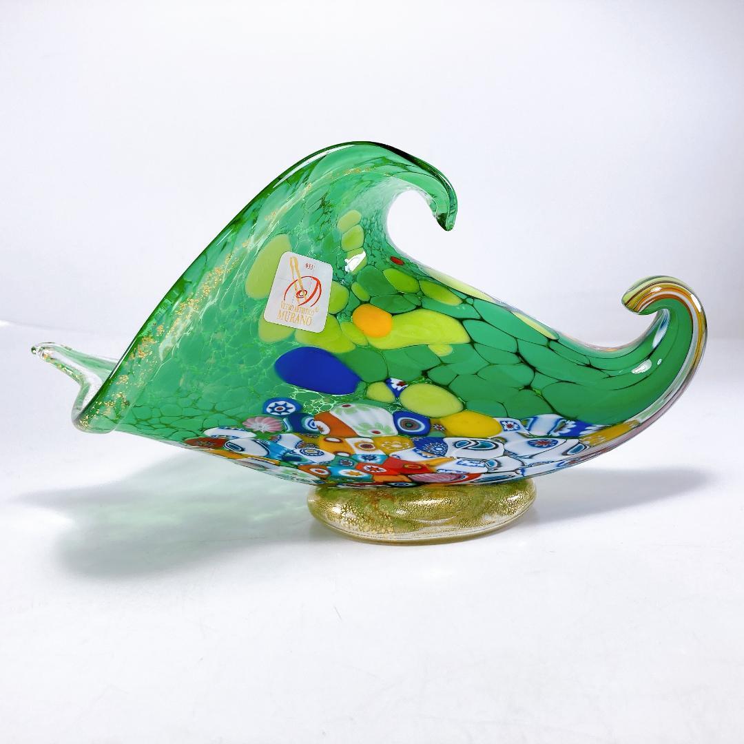 【希少】ムラノ ミルフィオリ シェル モチーフ オブジェ　ムラーノ|1498|☆