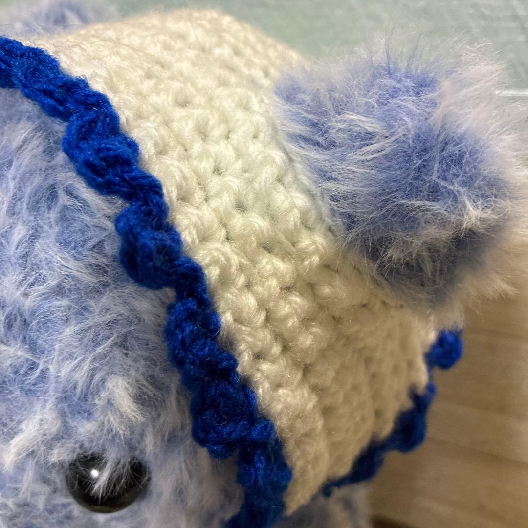 カスタマイズ可能❣️ファーヤーンのクマさんあみぐるみ（ブルー）＆パンダさん