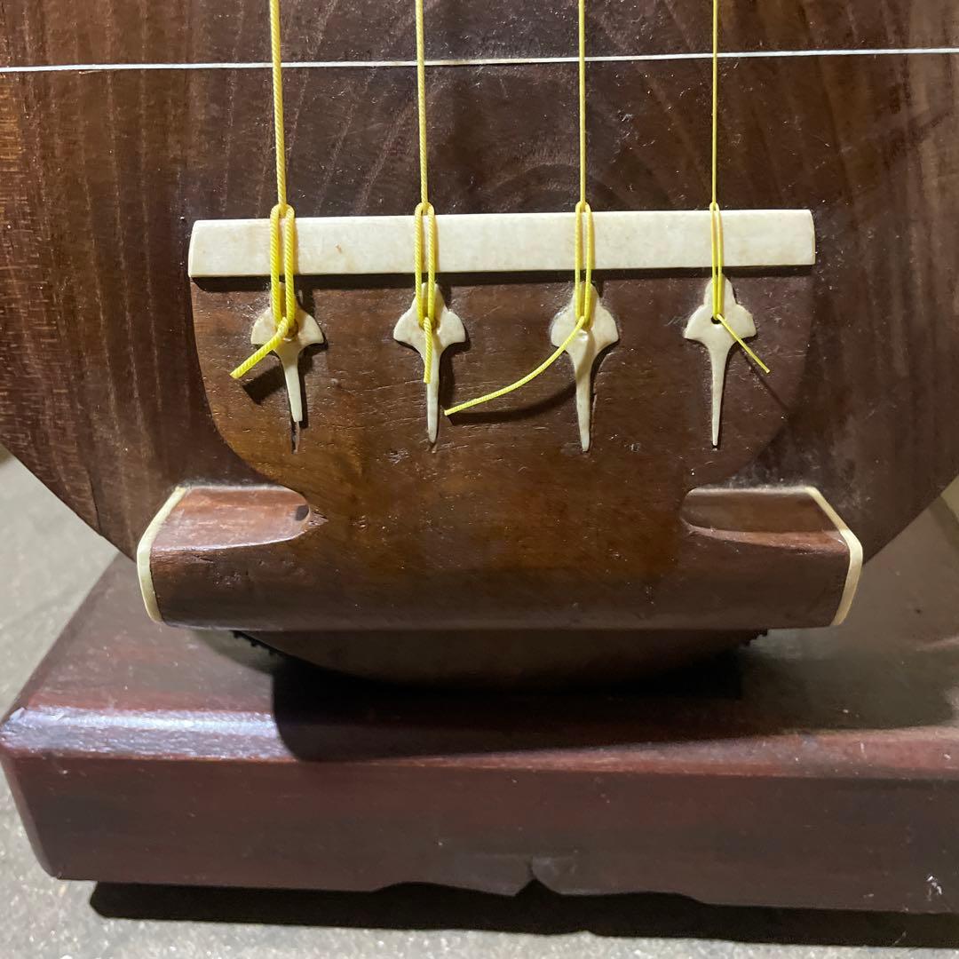 『半月細工・表桑製・四弦』薩摩 琵琶 袋付 撥付き　ヴィンテージ　びわ　楽器琵琶