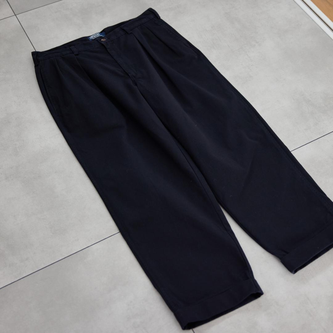 W36×L30 90s 初期タグ ラルフローレン ポロチノ ダークネイビー