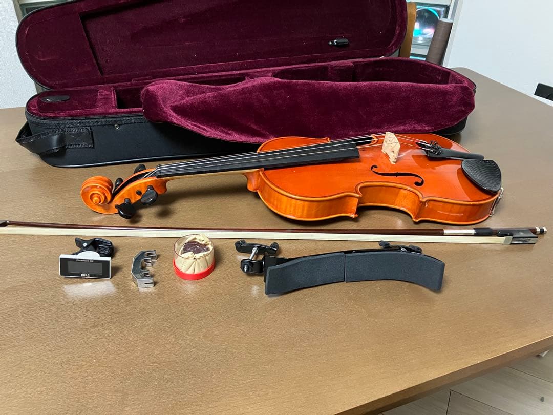 オレンジ色 バイオリン 4弦 ケース付き