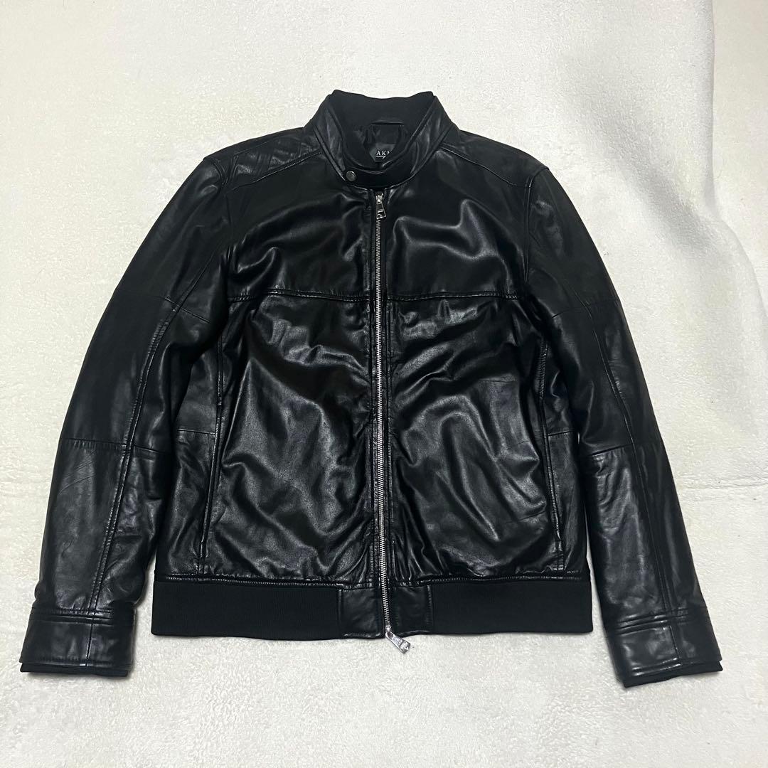 AKM シングルライダース XL ブラック ラムレザー ダイヤキルティング