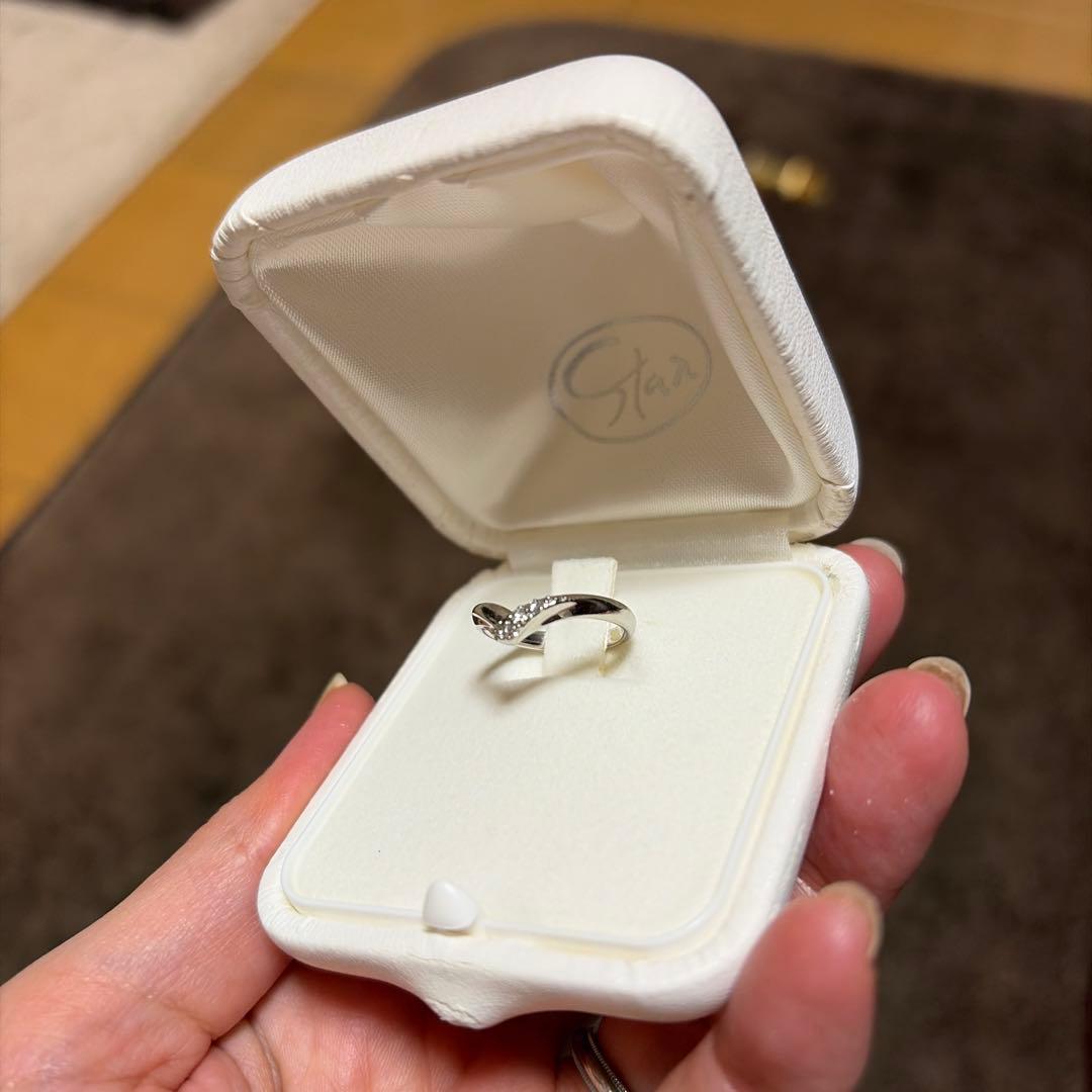 スタージュエリー Pt950ダイヤピンキーリング 5号