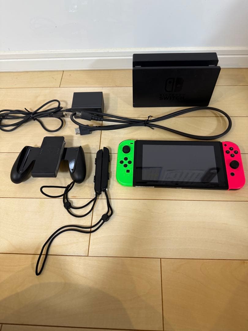 NintendoSwitch 緑/ピンク Joy-Con スイッチ 本体 付属品