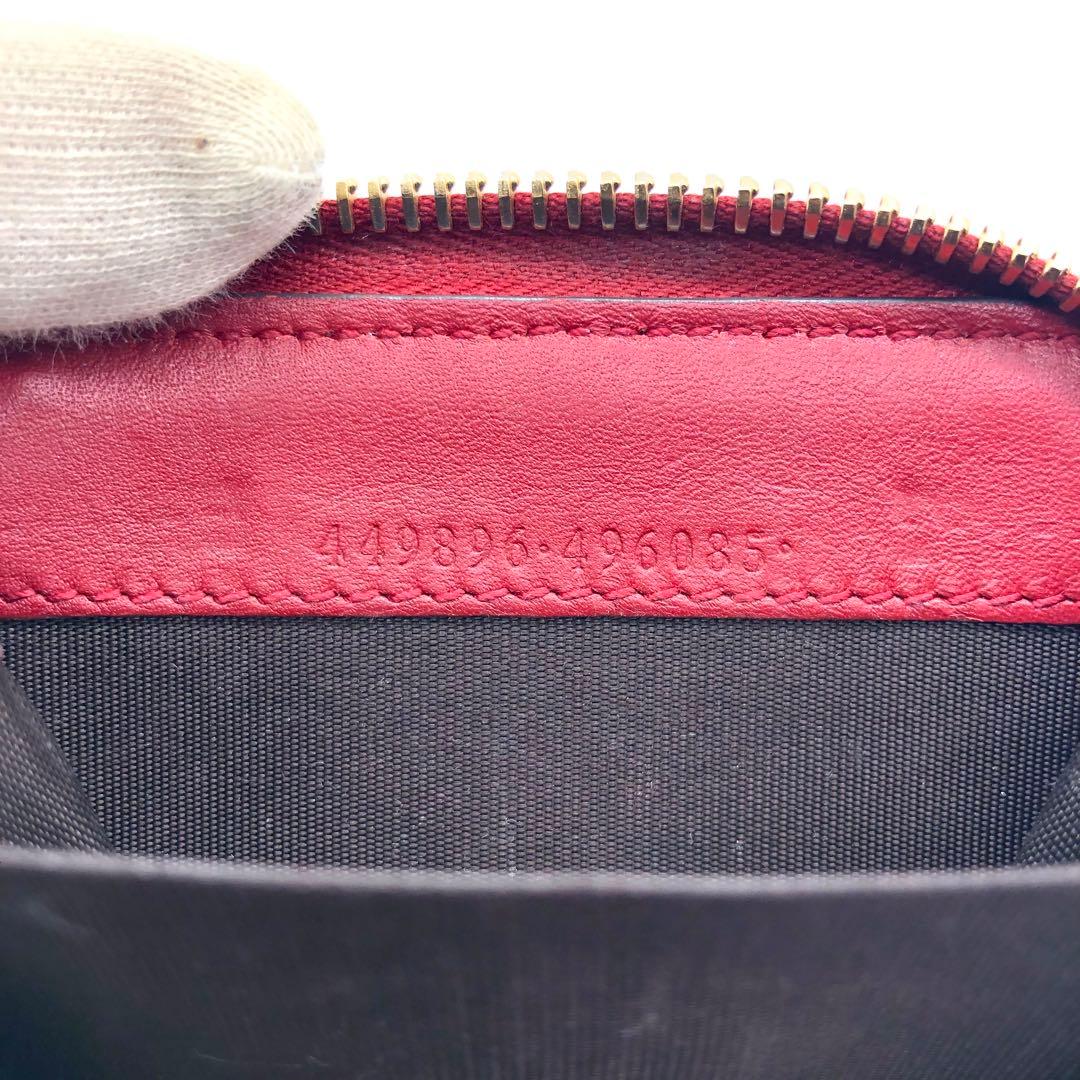 【美品】GUCCI ケース マイクロGG レザー ラウンドファスナー 赤