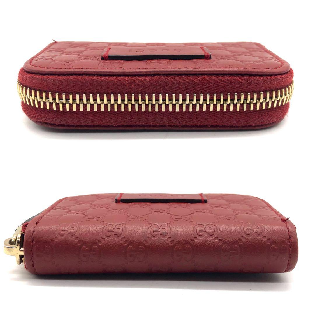 【美品】GUCCI ケース マイクロGG レザー ラウンドファスナー 赤