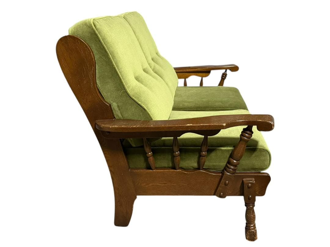 ◯2人掛けソファ アンティーク家具 グリーン 緑