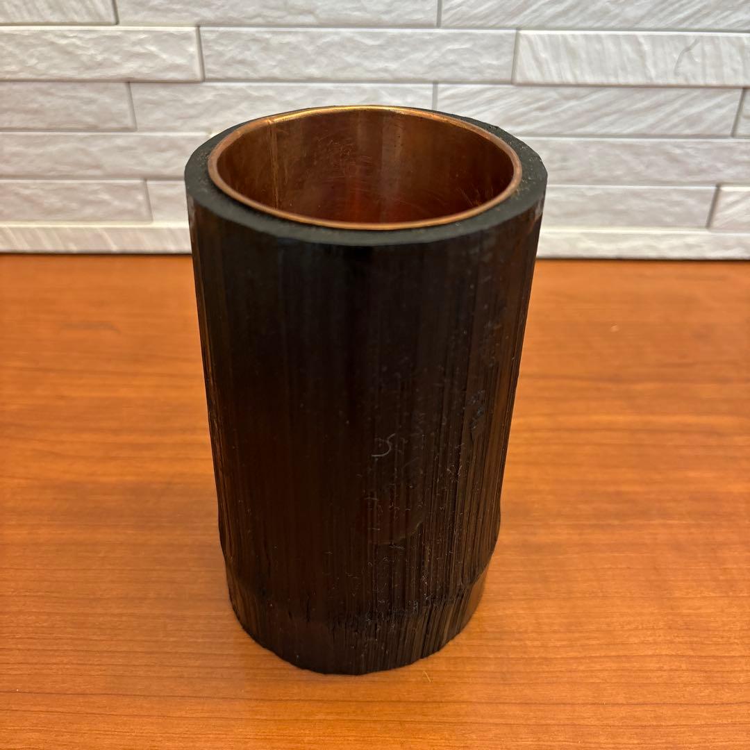 綺麗な形の宗全籠　籠花入　落とし付き