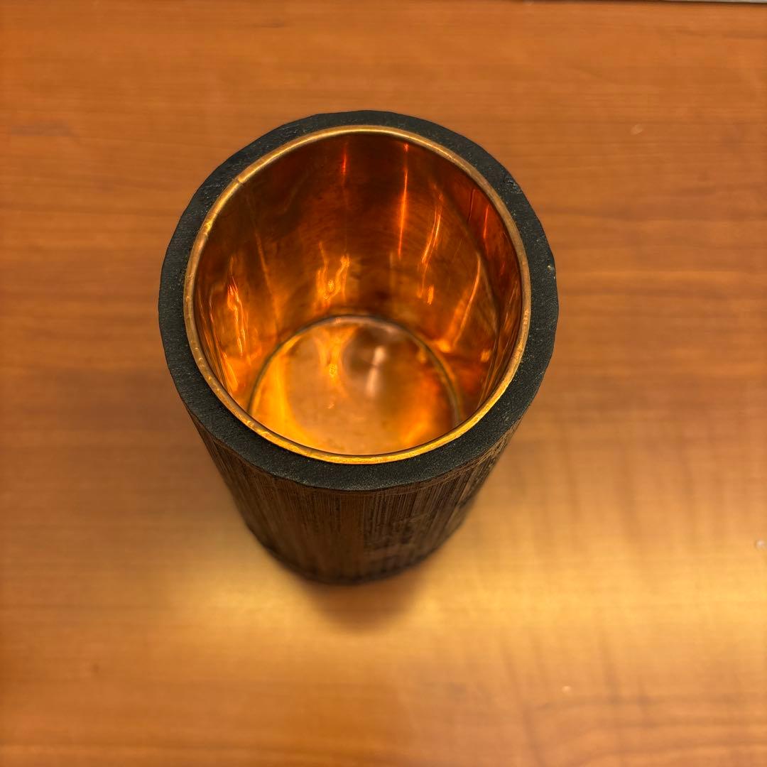 綺麗な形の宗全籠　籠花入　落とし付き