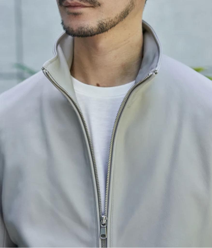 【TETE HOMME】ラムレザーシングルライダースジャケット　レザーブルゾン