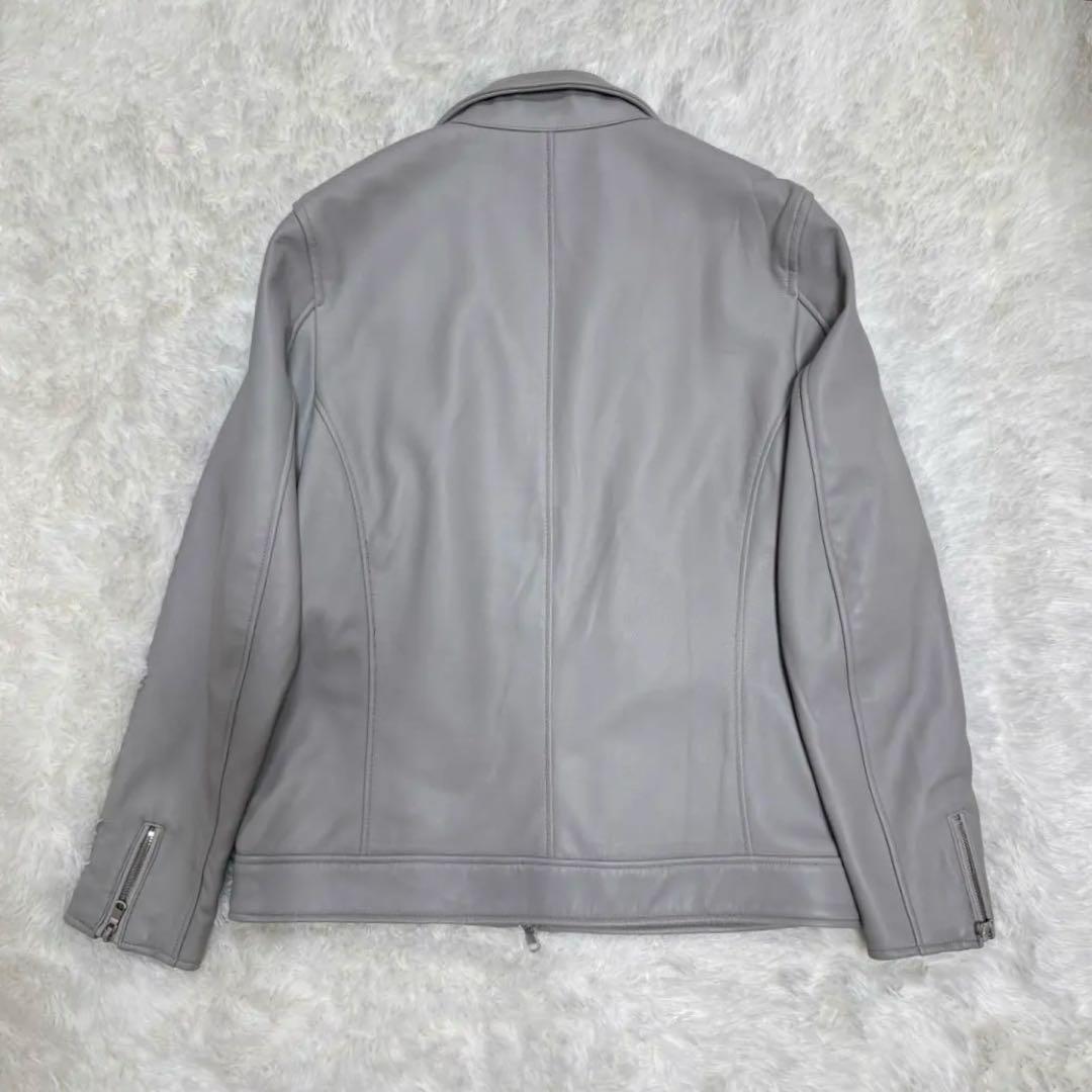 【TETE HOMME】ラムレザーシングルライダースジャケット　レザーブルゾン