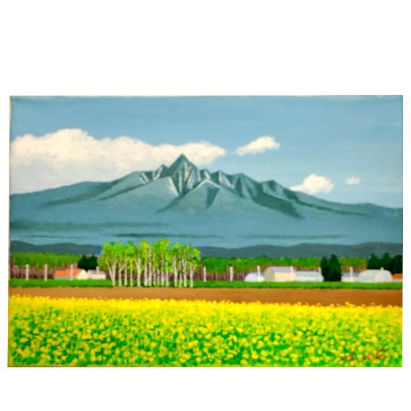 ☆伊藤正一☆「春の斜里岳」アクリル画　F４号　未使用！