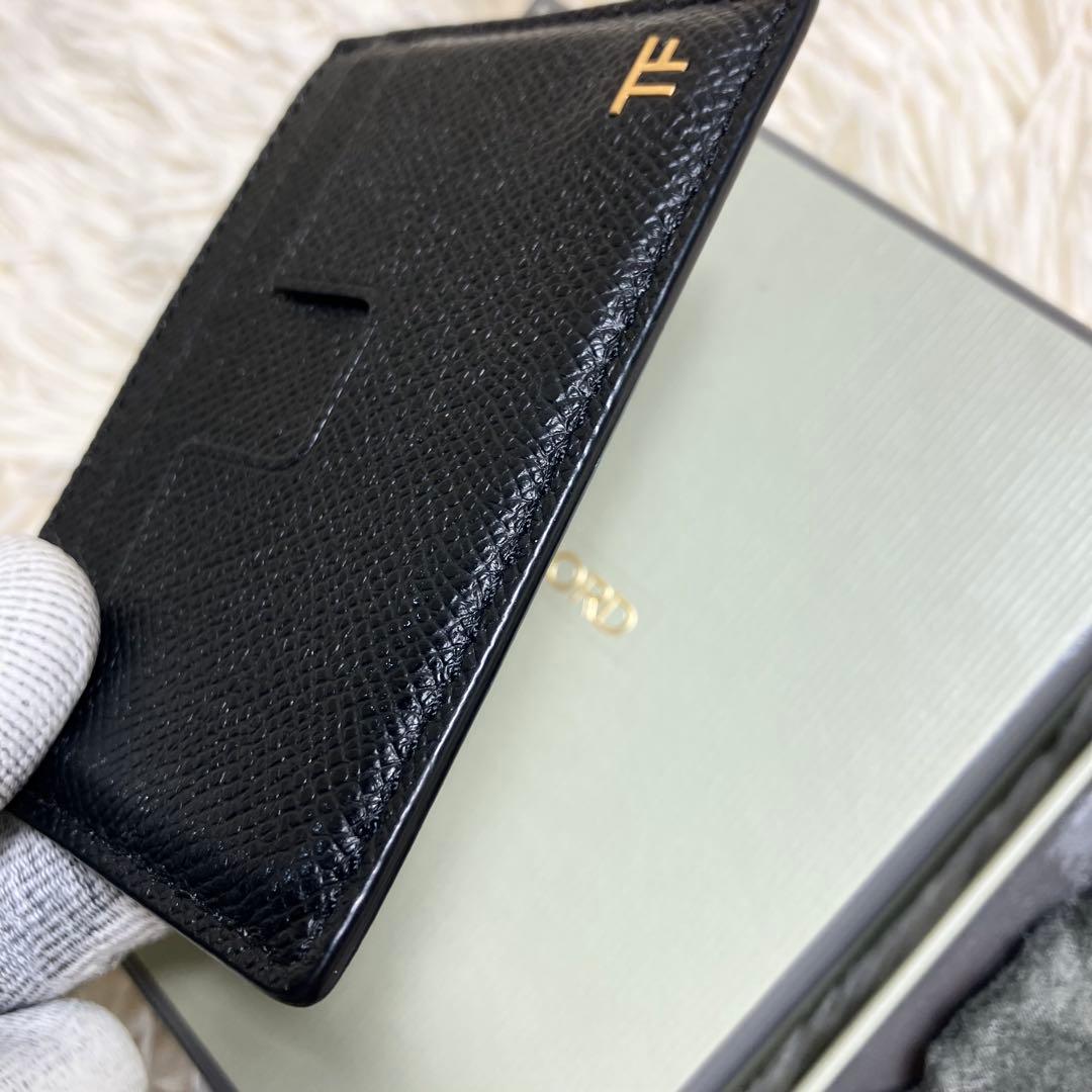 【美品】トムフォード カードケース レザーブラック ゴールドメタル 箱付き