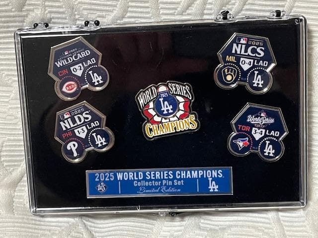 大谷翔平ドジャース25WSチャンピオン5PINラペルピンパッチセットUS限定品