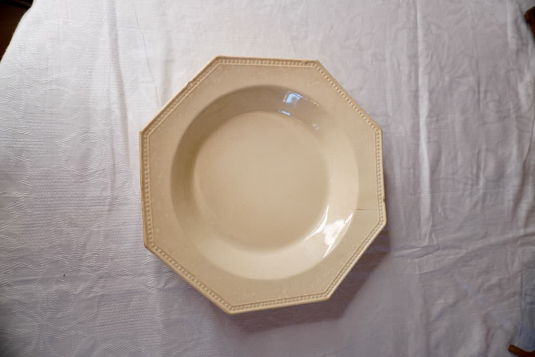 フランス アンティーク クレイユモントロー オクトゴナルプレート 陶器 深皿③