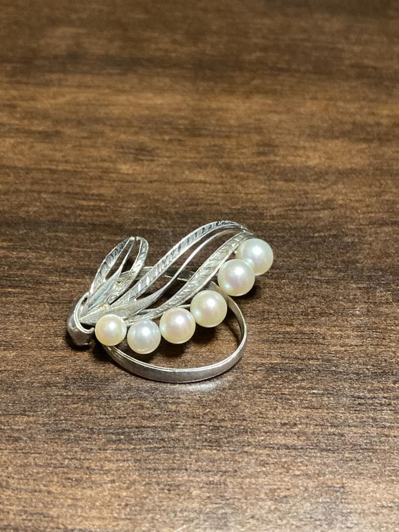 美品 ミキモト アコヤ真珠 パール ブローチ シルバー 6粒 6珠