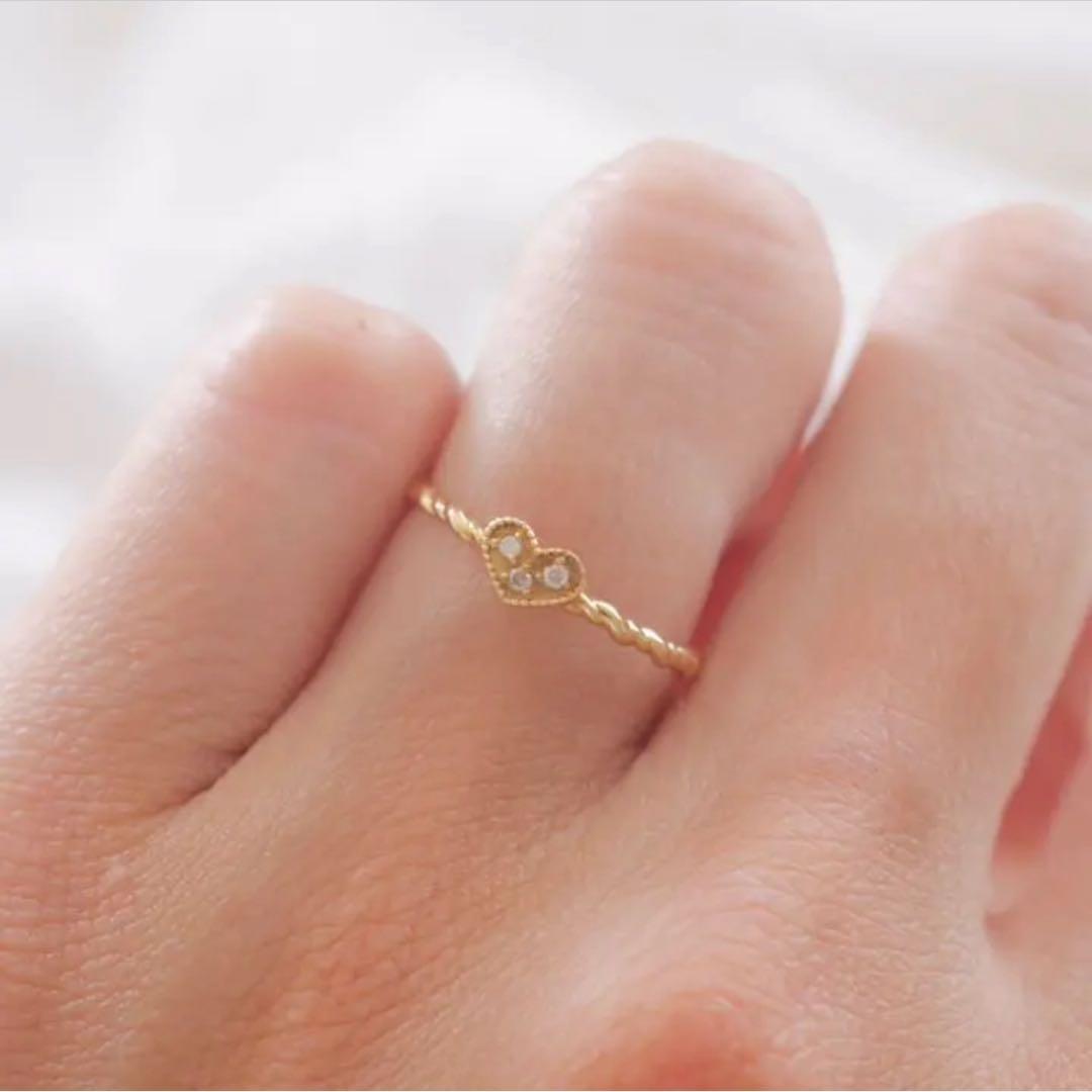 K18 ダイヤモンド　華奢リング　18金イエローゴールド