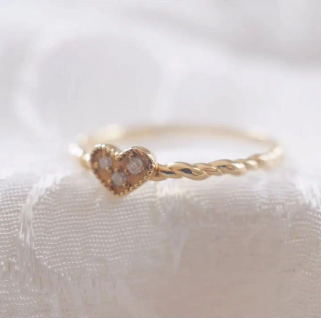 K18 ダイヤモンド　華奢リング　18金イエローゴールド