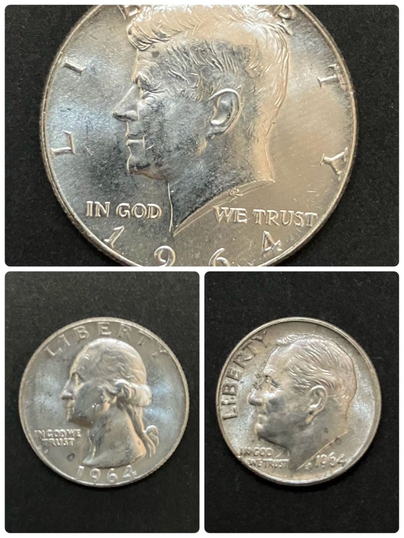 1964 セット② ジョン・F・ケネディ　ハーフダラー　クォーター　ワンダイム