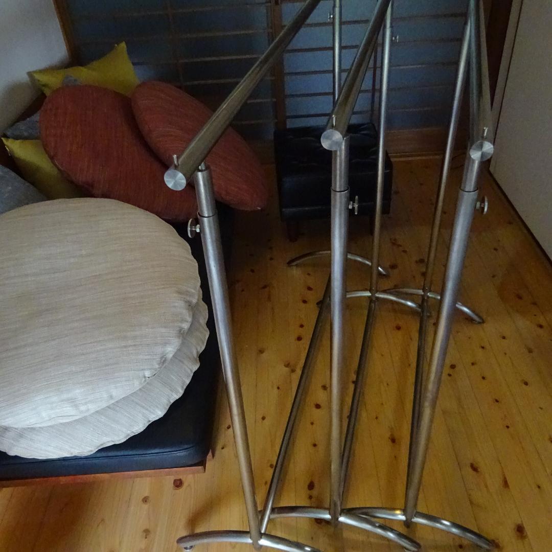 3本　ステンレス× ハンガーラックコートスタンド アイアン アンティークアパレル