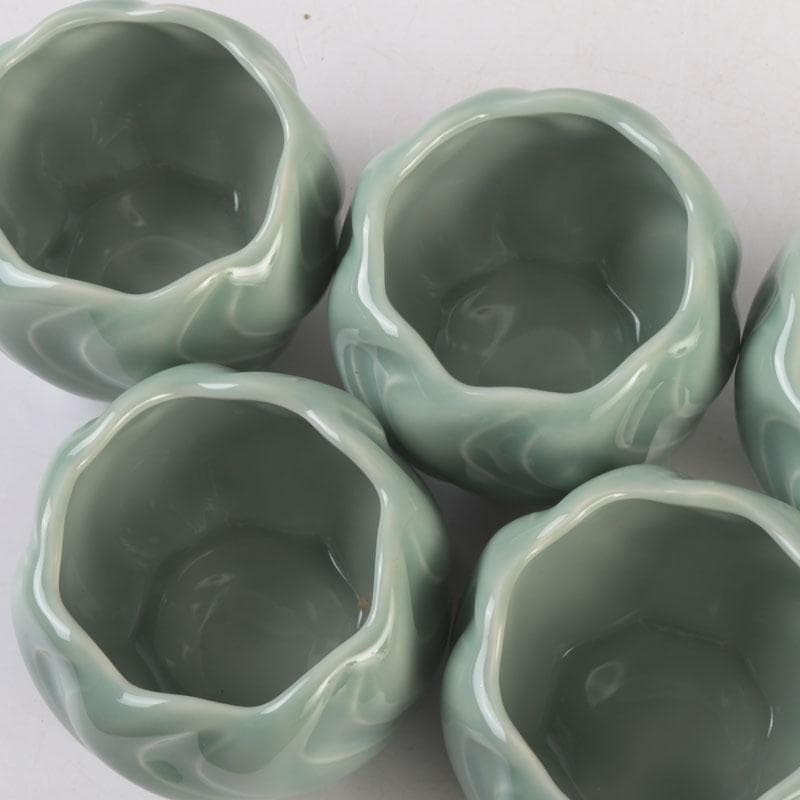 和食器　茶懐石　京焼　加藤渓山作　砧青磁　捻小附　五客　共箱　V　9314