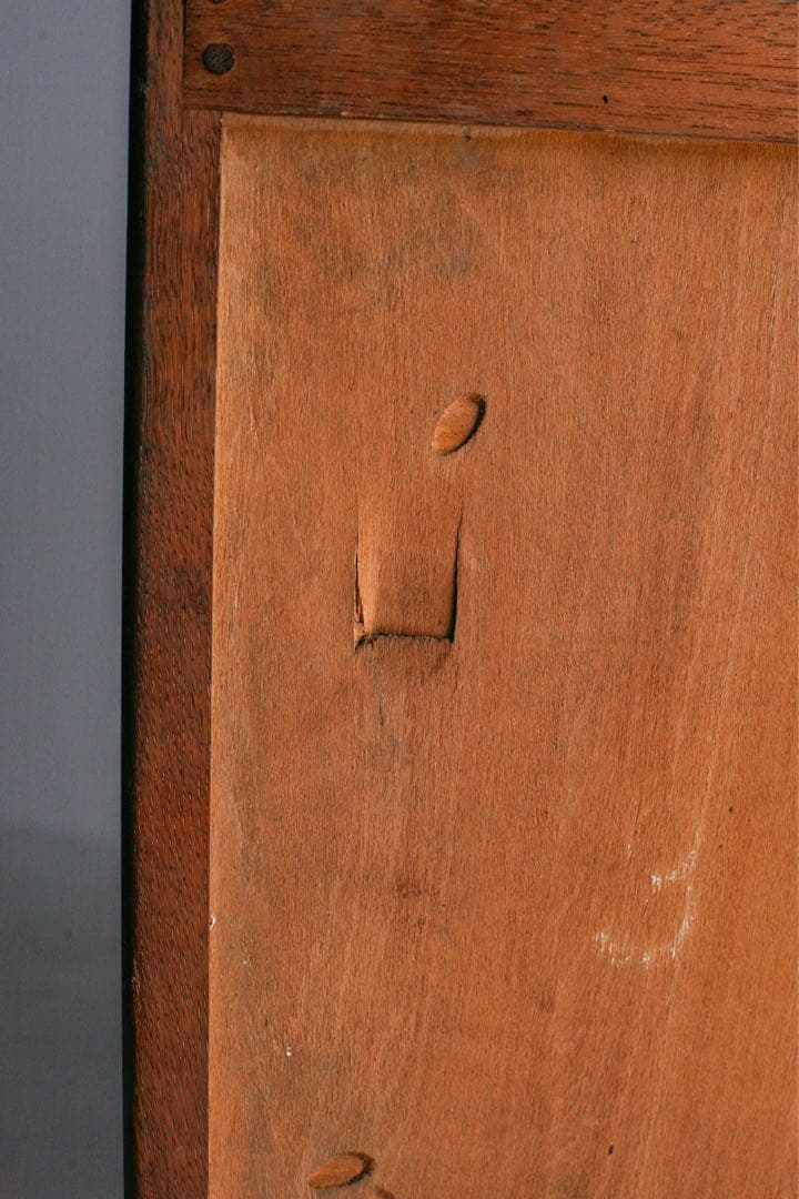 ガラス戸　収納棚　本棚　タモ材　シェルフ キャビネット　アンティーク　古家具