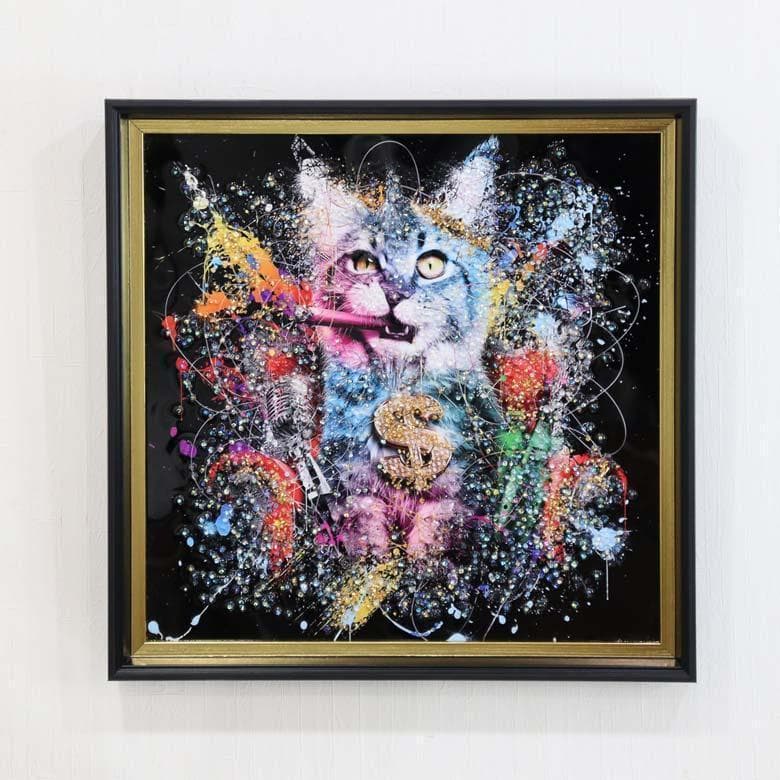 アートフレーム ファンキーキャット/猫 絵画 クリスタルピクチャー
