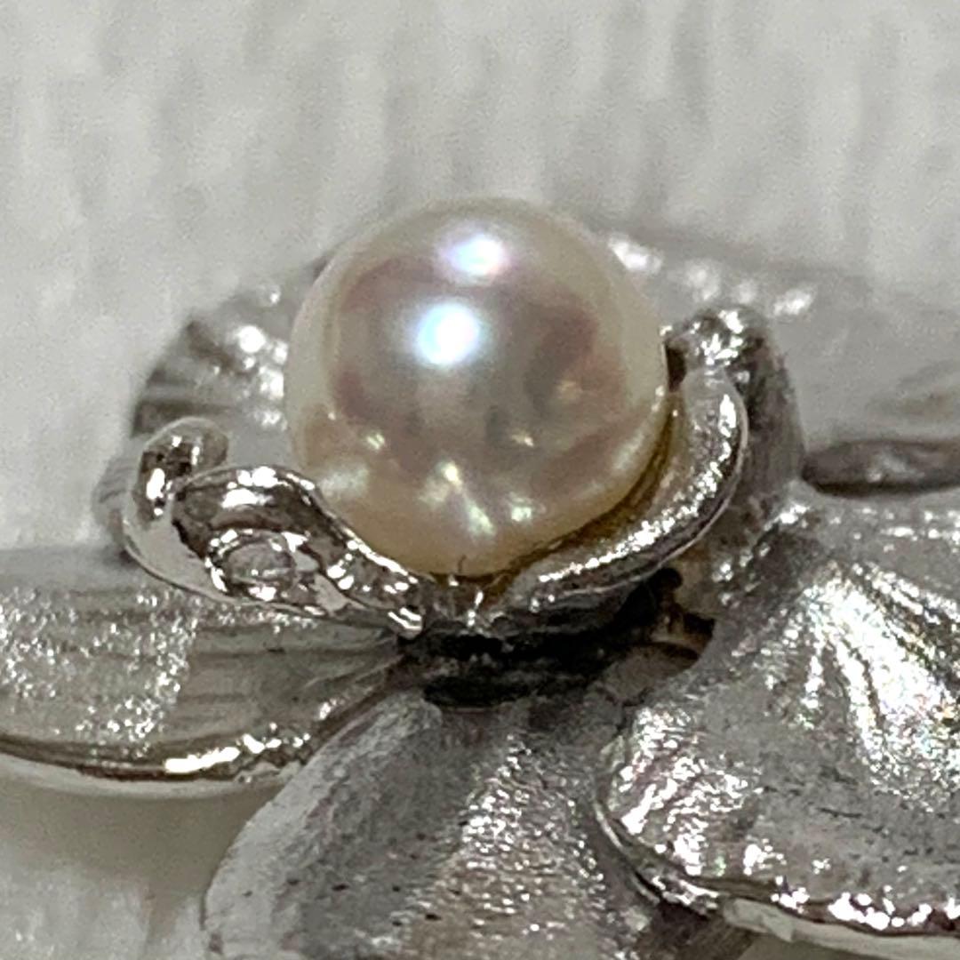 極美品 アコヤ真珠 ピンブローチ 胡蝶蘭 極上 銀細工 SILVER 925