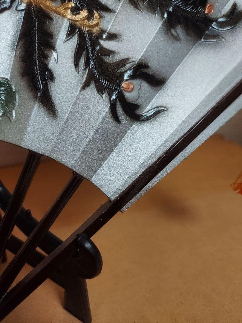 飾扇 金属工芸 扇面 鳳凰 ヴィンテージ 伝統美術工芸品 銀色