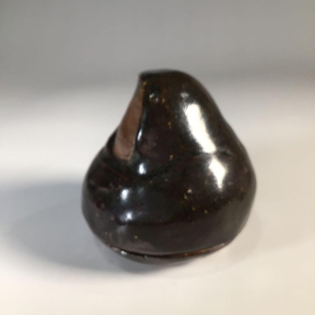 Ｍ４９１　香合　『陶製』『大野鈍阿造』『達磨香合』　共箱　茶道具