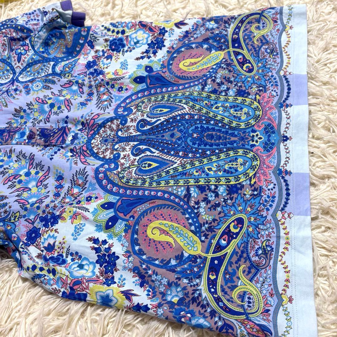 ETRO エトロ　ペイズリー 柄 ポロシャツ 総柄 大きいサイズ　青　42