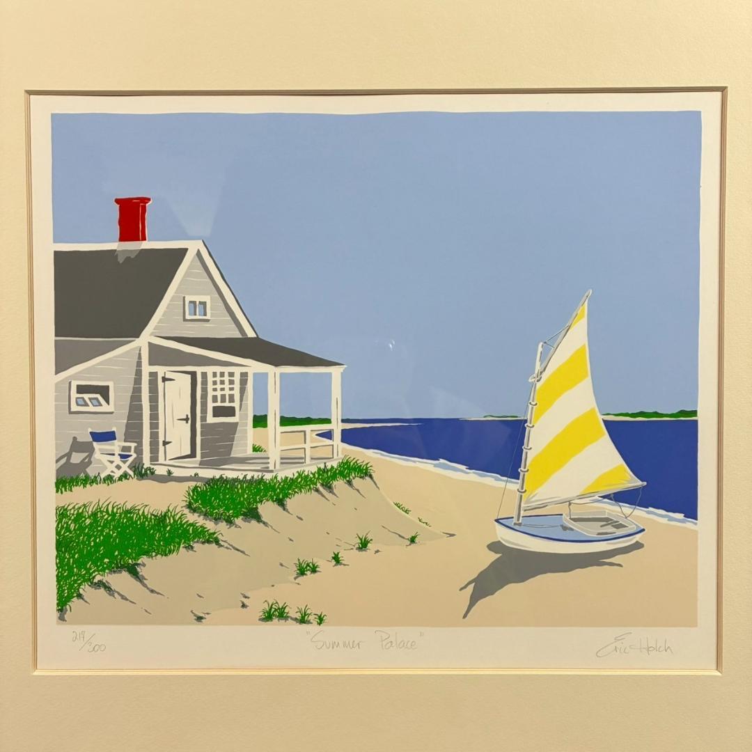 美品 エリック・ホルク「サマーパレス」シルクスクリーン 直筆サイン入り 額縁入り