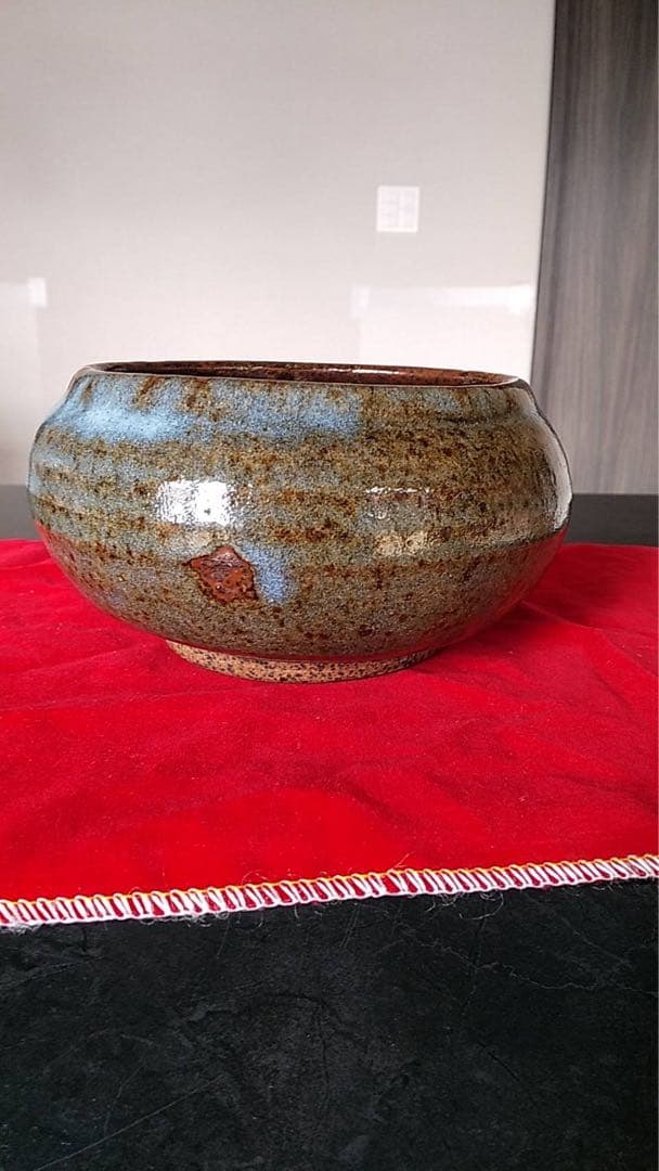 李朝　会寧　国焼　韓国美術　朝鮮美術　海鼠釉　茶道具　煎茶器　小壷