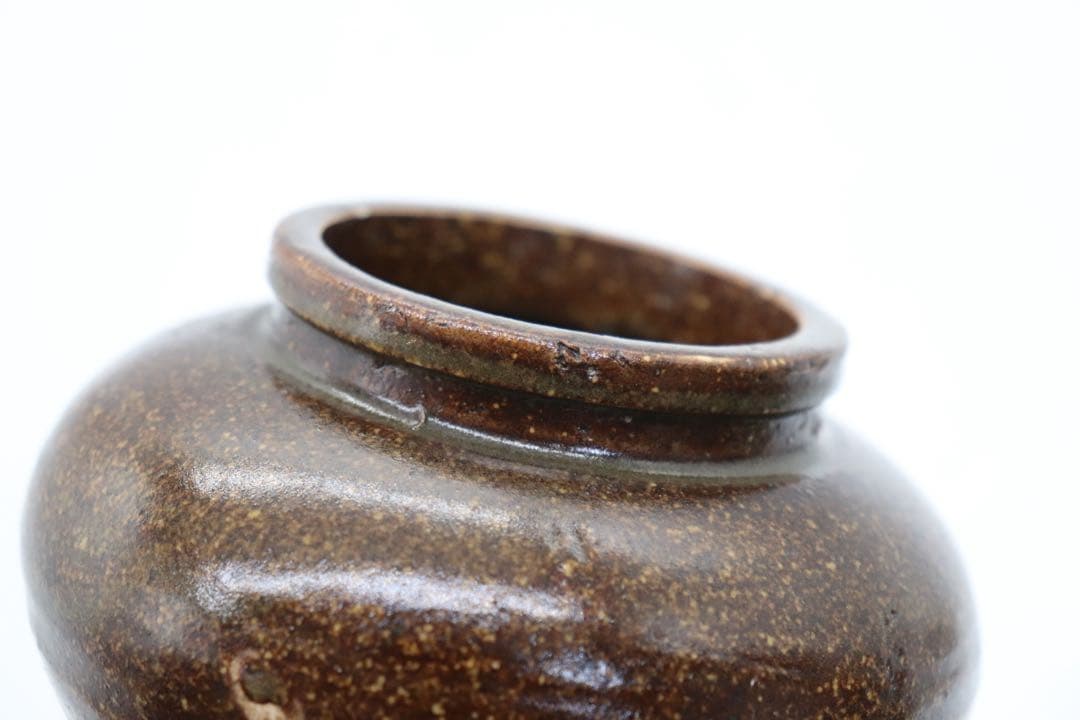 中国　明時代　醬釉壺　アンティーク　送料込み250828