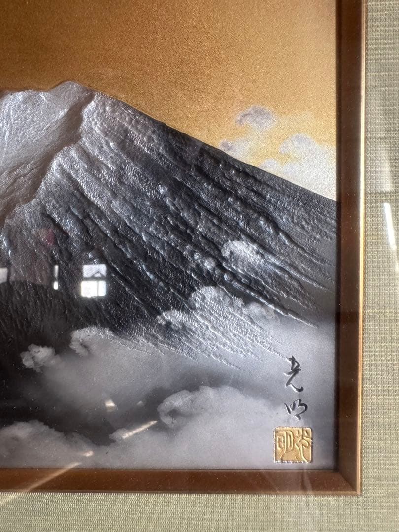 富士山 日本画 金色のフレーム