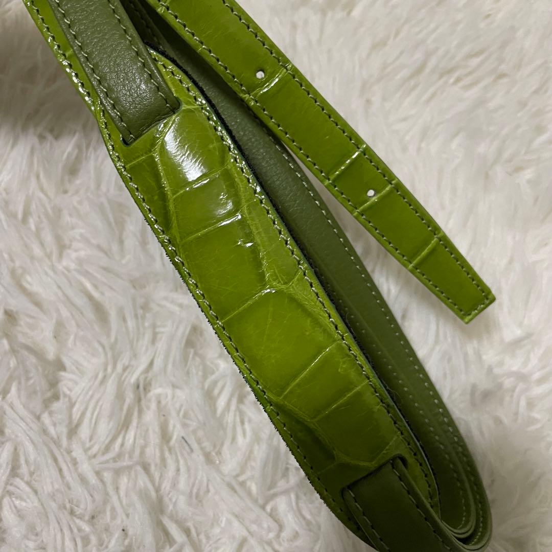 極美品/希少色　JRA認証　リアルクロコダイル　2wayショルダーバッグ　緑